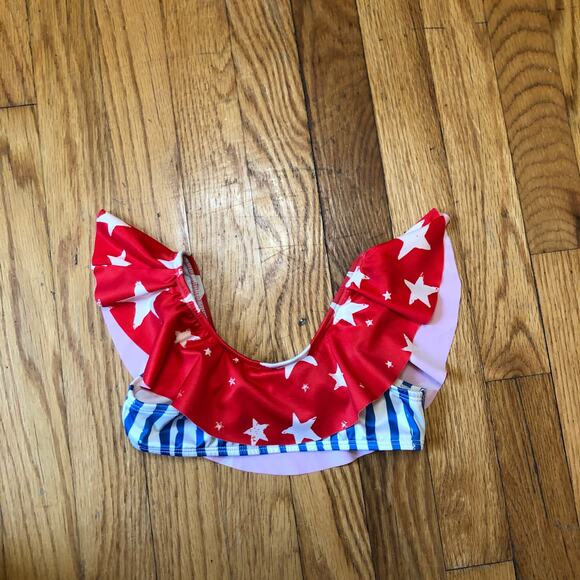 Noe & Zoe Berlin NWT Girls Red, White and Blue Swim Suit Top - Size 2Y - Picture 1 of 3